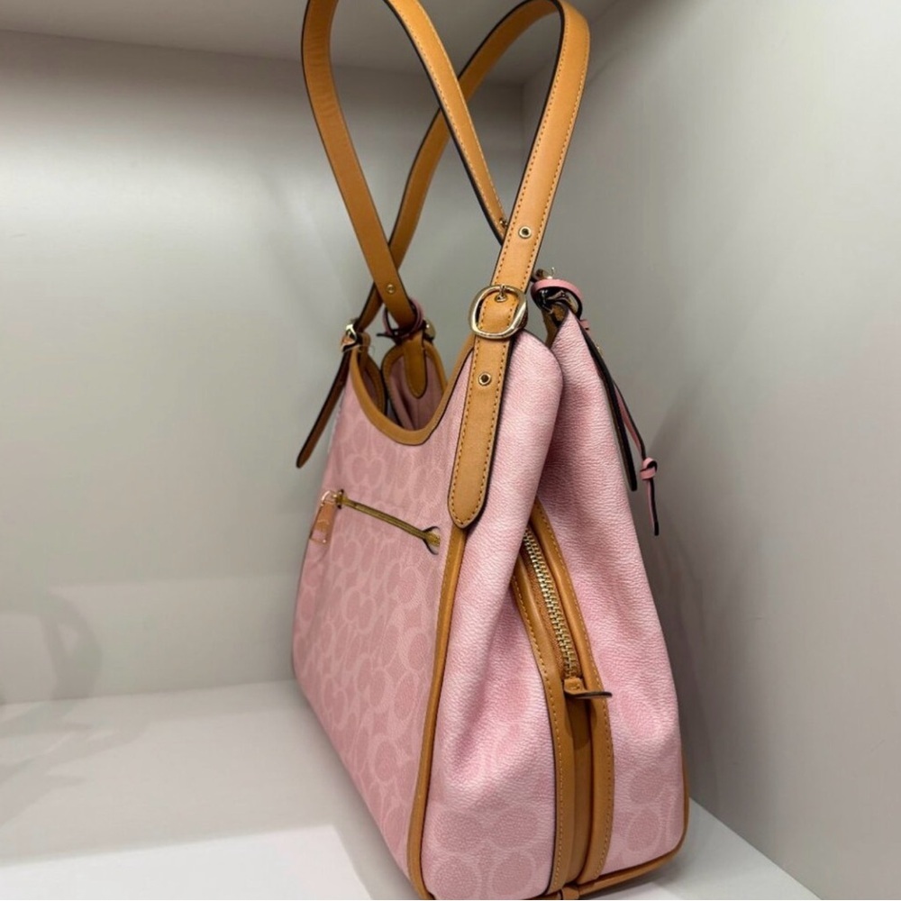 Coach CEL13 Erin Shoulder Bag In Signature Canvas With Charms Powder Pink NWT - Picture 2 of 4